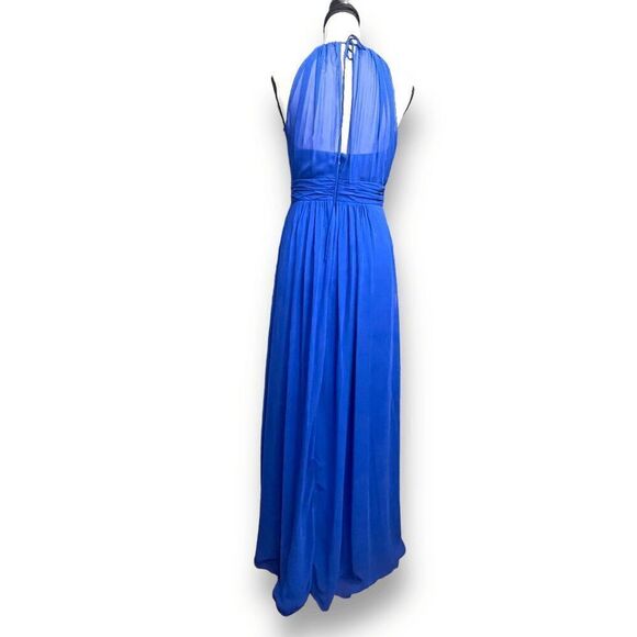 After Six Womens Halter Neck Cut-Out Tie-Waist Maxi Bridesmaid Dress Blue Size 8 - Picture 6 of 7